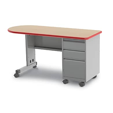 Cascade Teacher Desk, Right-hand w/ Box / Box / File Ped