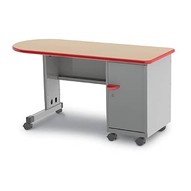 Cascade Teacher Desk, Right-hand w/ two 3" and one 12" Tote (w/ Door)