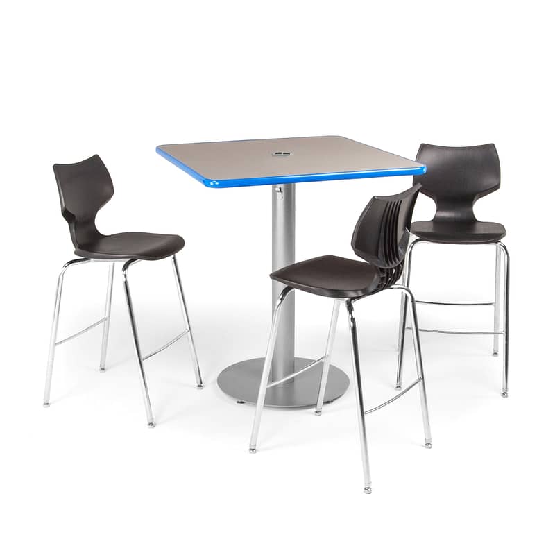 Cafe 36" Square Top with Circular Base, Flavors Stools