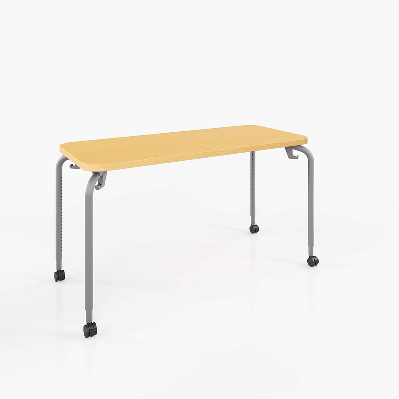 Adjustable Height Two-Student Desk, with casters in Fusion Maple