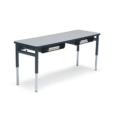 20D x 27W x 22-32H Planner Student Desk with Hard Plastic Top - Grey/Navy